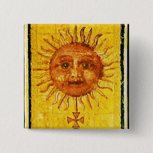 ANTIEK RENAISSANCE TAROTS / DE ZON VIERKANTE BUTTON 5,1 CM