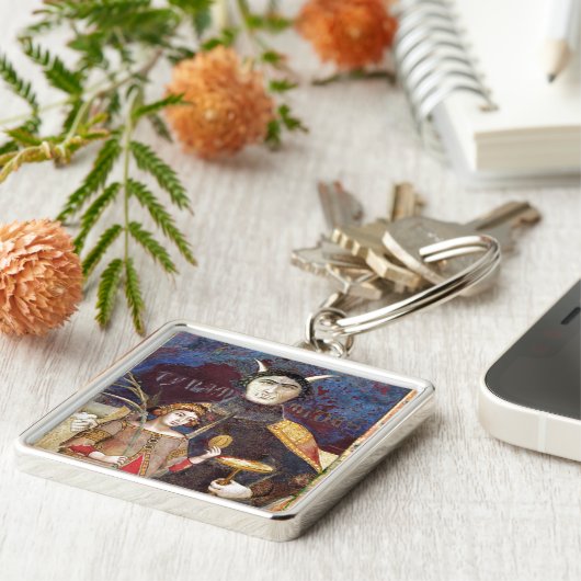 ANTIEK RENAISSANCE TAROTS , DEVIL EN CONCEIT SLEUTELHANGER (Zijkant)