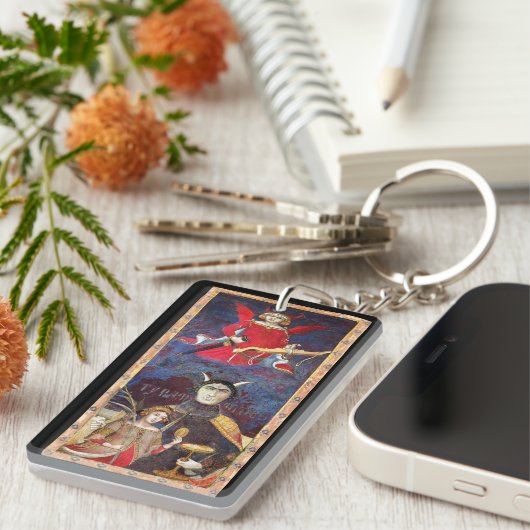 ANTIEK RENAISSANCE TAROTS, DEVIL RUBY MONOGRAM SLEUTELHANGER (Voorkant Rechts)