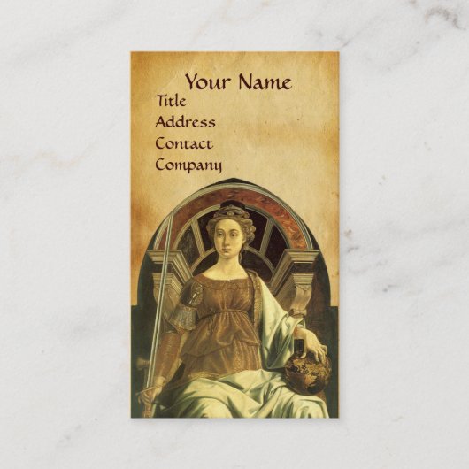 ANTIEK RENAISSANCE TAROTS JUSTICE PARCHCHMENT VISITEKAARTJE (Voorkant)