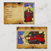 ANTIEK RENAISSANCE TAROTS, JUSTITIE perkament Visitekaartje (Voorkant / Achterkant)