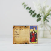 ANTIEK RENAISSANCE TAROTS, JUSTITIE perkament Visitekaartje (Staand voorkant)