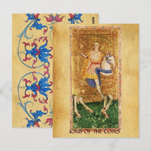 ANTIEK RENAISSANCE TAROTS / KING VAN DE MUNTEN BRIEFKAART (Voorkant / Achterkant)