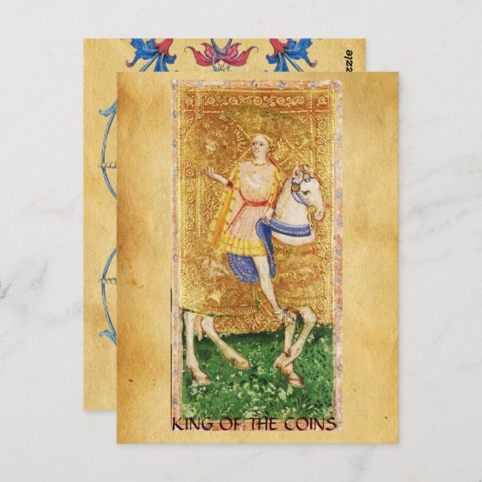 ANTIEK RENAISSANCE TAROTS / KNIGHT OF COINS BRIEFKAART (Voorkant / Achterkant)