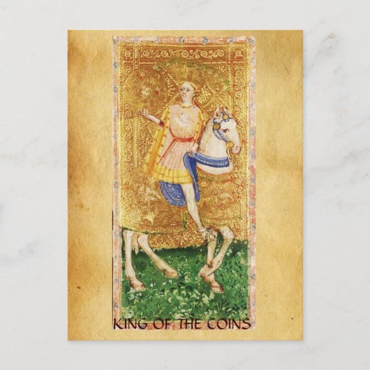 ANTIEK RENAISSANCE TAROTS / KNIGHT OF COINS BRIEFKAART (Voorkant)