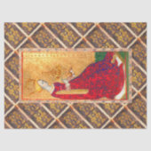 ANTIEK RENAISSANCE TAROTS, KONINGIN VAN BEKERS TISSUEPAPIER (Voorkant)