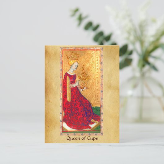 ANTIEK RENAISSANCE TAROTS / KONINGIN VAN CUPS BRIEFKAART (Staand voorkant)