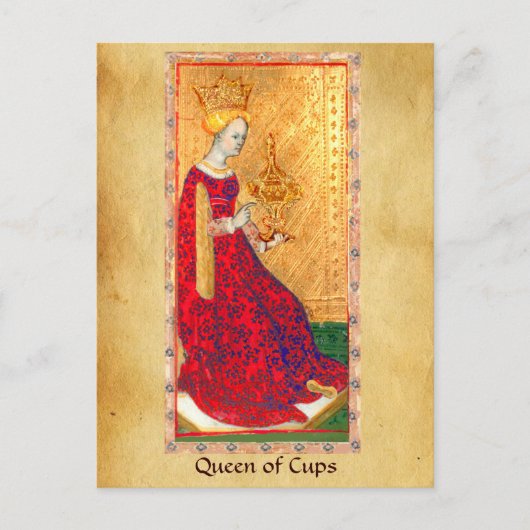 ANTIEK RENAISSANCE TAROTS / KONINGIN VAN CUPS BRIEFKAART (Voorkant)