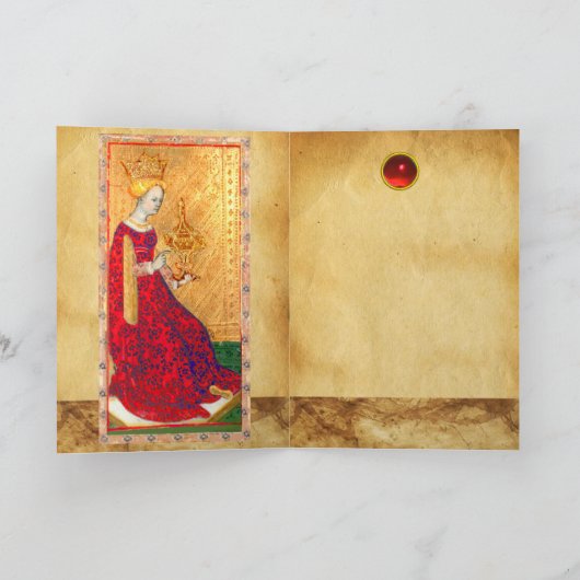 ANTIEK RENAISSANCE TAROTS/KONINGIN VAN CUPS FEESTDAGEN KAART (Binnen)