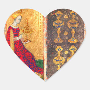 ANTIEK RENAISSANCE TAROTS / KONINGIN VAN CUPS HART STICKER