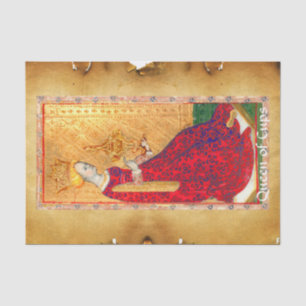 ANTIEK RENAISSANCE TAROTS, KONINGIN VAN CUPS PARCH TISSUEPAPIER