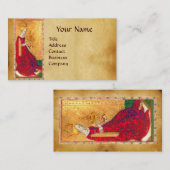 ANTIEK RENAISSANCE TAROTS / KONINGIN VAN CUPS VISITEKAARTJE (Voorkant / Achterkant)