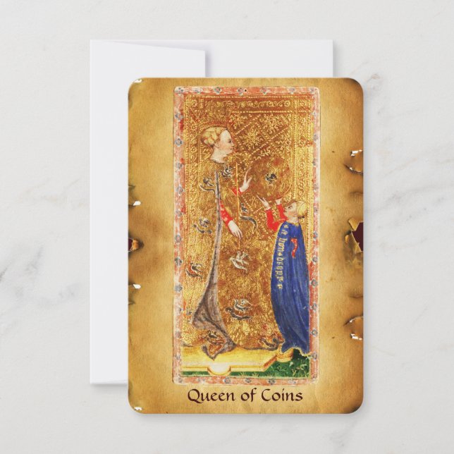 ANTIEK RENAISSANCE TAROTS / KONINGIN VAN DE MUNTEN (Voorkant)