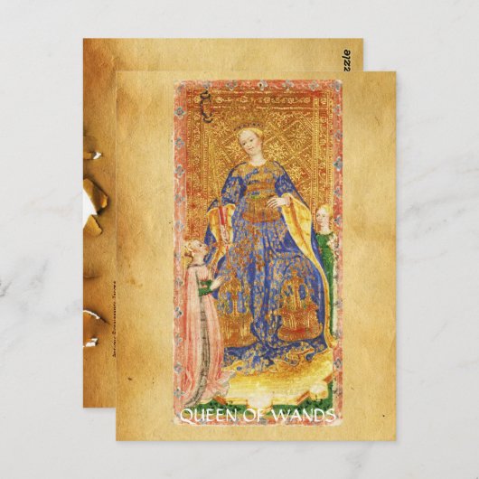 ANTIEK RENAISSANCE TAROTS / KONINGIN VAN WANNEER BRIEFKAART (Voorkant / Achterkant)