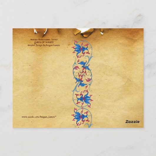 ANTIEK RENAISSANCE TAROTS / KONINGIN VAN WANNEER BRIEFKAART (Achterkant)