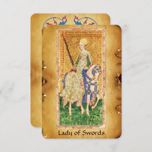 ANTIEK RENAISSANCE TAROTS / LADY OF SWORDS AANKONDIGING (Voorkant / Achterkant)