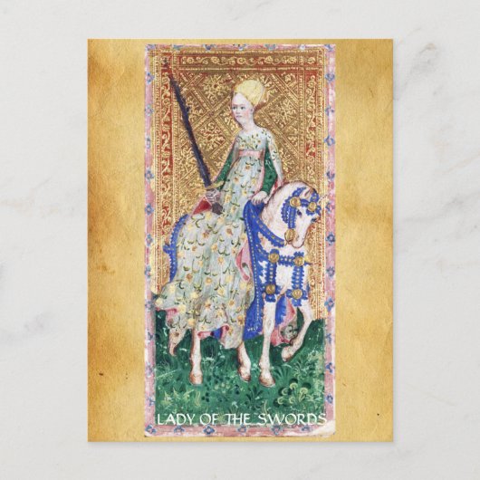 ANTIEK RENAISSANCE TAROTS / LADY OF THE SWORDS BRIEFKAART (Voorkant)