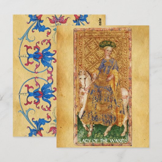 ANTIEK RENAISSANCE TAROTS / LADY OF THE WANDS BRIEFKAART (Voorkant / Achterkant)