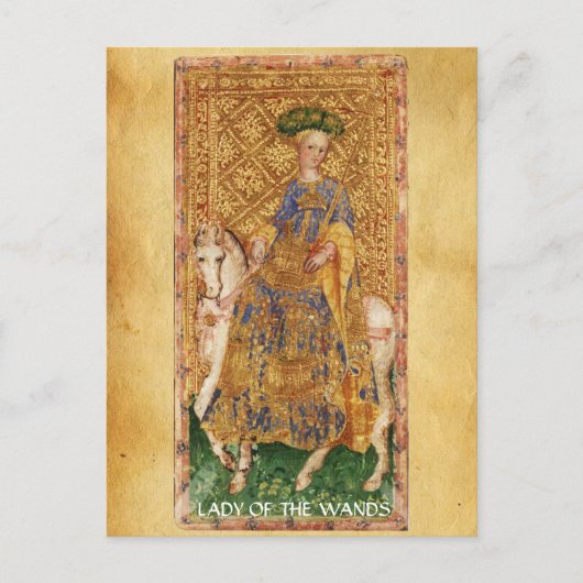 ANTIEK RENAISSANCE TAROTS / LADY OF THE WANDS BRIEFKAART (Voorkant)