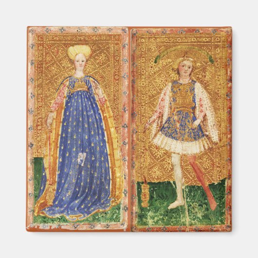 ANTIEK RENAISSANCE TAROTS/MAID EN PAGINA VAN WANNE MAGNEET (Voorkant)