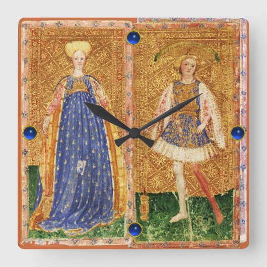 ANTIEK RENAISSANCE TAROTS/MAID EN PAGINA VAN WANNE VIERKANTE KLOK (Voorkant)