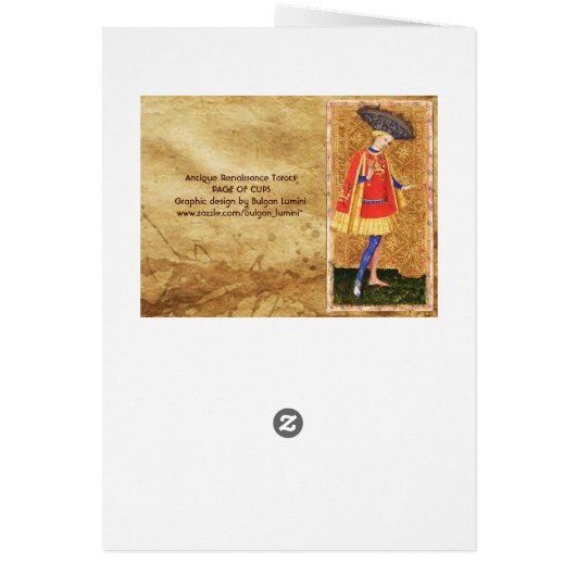 ANTIEK RENAISSANCE TAROTS / PAGINA OF CUPS (Achterkant)