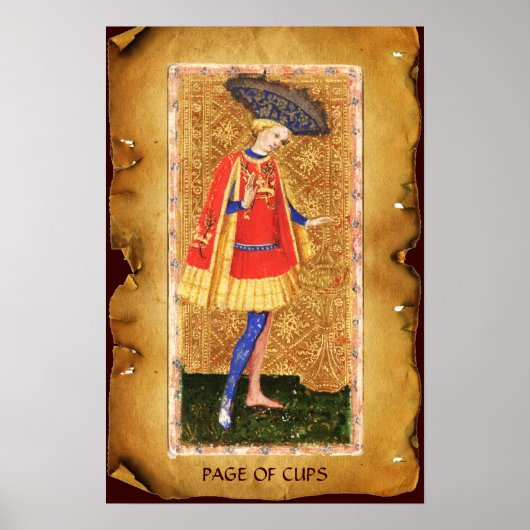 ANTIEK RENAISSANCE TAROTS / PAGINA OF CUPS POSTER (Voorkant)