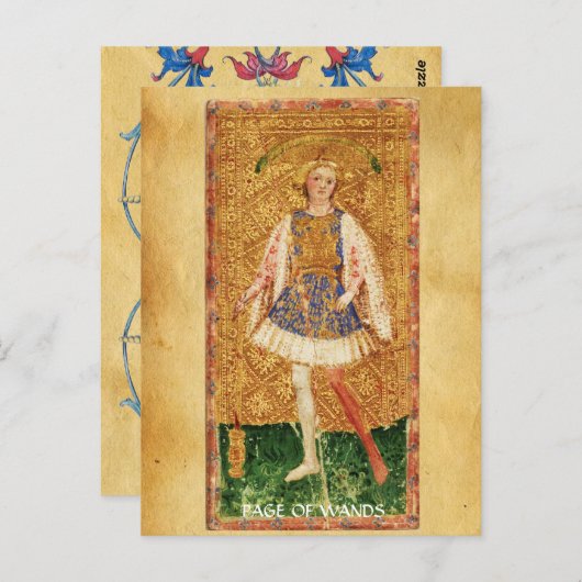 ANTIEK RENAISSANCE TAROTS / PAGINA OF THE WANS BRIEFKAART (Voorkant / Achterkant)