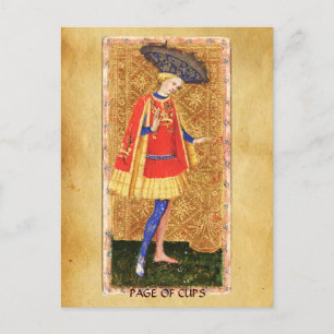 ANTIEK RENAISSANCE TAROTS / PAGINA VAN DE KUPS BRIEFKAART