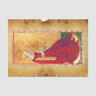 ANTIEK RENAISSANCE TAROTS, QUEEN OF CUPS PERKAMENT TISSUEPAPIER