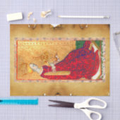 ANTIEK RENAISSANCE TAROTS, QUEEN OF CUPS PERKAMENT TISSUEPAPIER (Craft)