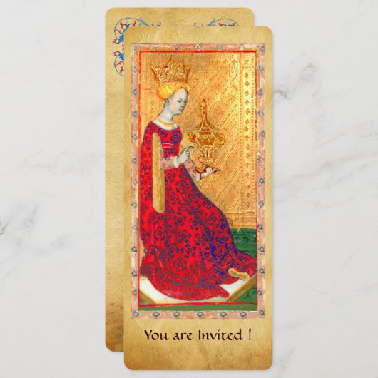 ANTIEK RENAISSANCE TAROTS QUEEN OF CUPS-programma Programmakaart (Voorkant / Achterkant)