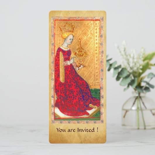 ANTIEK RENAISSANCE TAROTS QUEEN OF CUPS-programma Programmakaart (Staand voorkant)