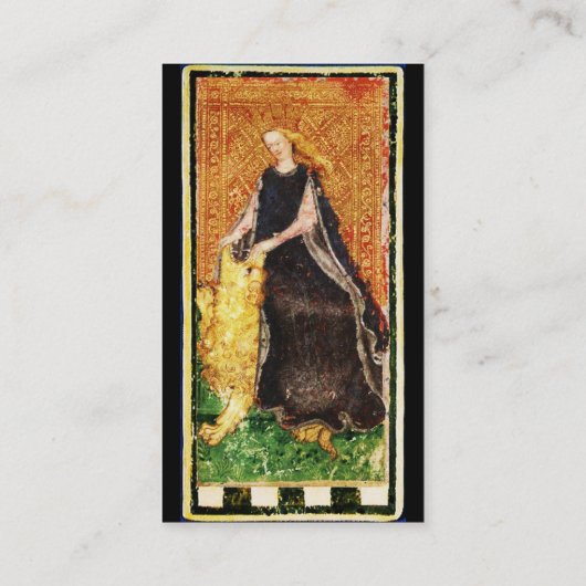 ANTIEK RENAISSANCE TAROTS ZON, FORTITUDE STERKTE VISITEKAARTJE (Achterkant)