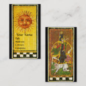 ANTIEK RENAISSANCE TAROTS/ ZON & WIEL VAN FORTUNE VISITEKAARTJE (Voorkant / Achterkant)
