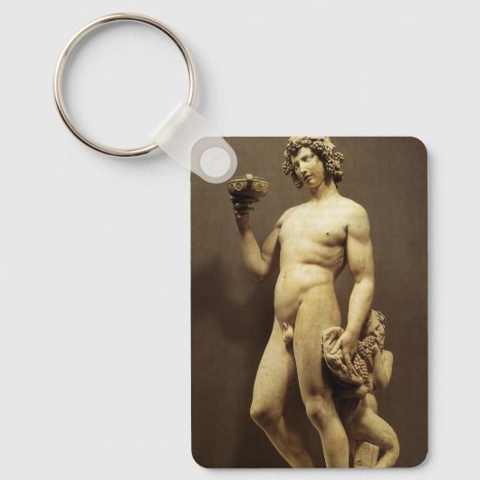Antiek Renassance Beeld Bacchus van Michelangelo Sleutelhanger (Voorkant)