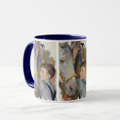 Antiek renpaard, winnaar van de blauwe lint met ee mok (Voorkant links)