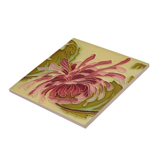 Antiek repaglinide Chrysanthemum Border Tile Tegeltje (Zijkant)