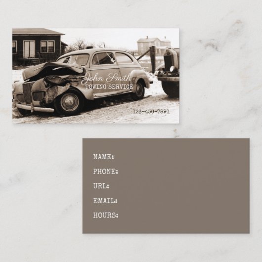 Antiek reparatieservice voor autowrakken visitekaartje (Voorkant / Achterkant)