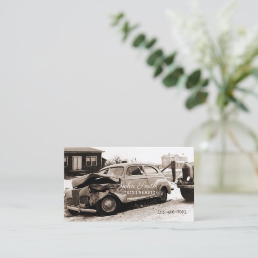 Antiek reparatieservice voor autowrakken visitekaartje (Staand voorkant)