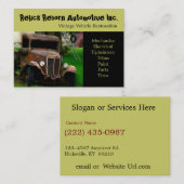 Antiek reparatiewinkel voor oude vrachtwagens visitekaartje (Voorkant / Achterkant)