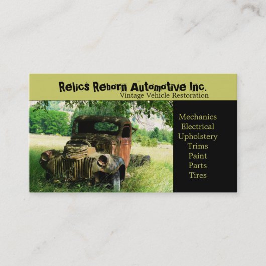Antiek reparatiewinkel voor oude vrachtwagens visitekaartje (Voorkant)