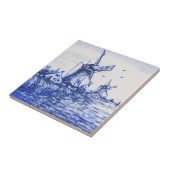 Antiek Repro Blue Delft Dutch Windmill Tile Tegeltje (Zijkant)
