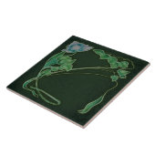 Antiek reproductie DK Green Art Nouveau Floral Tegeltje (Zijkant)