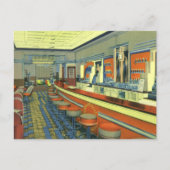 Antiek restaurant, retro interieur van een wegrest briefkaart (Voorkant)