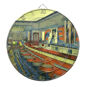 Antiek restaurant, retro wegrestaurant interieur dartbord