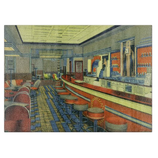Antiek restaurant, retro wegrestaurant interieur snijplank (Voorkant)