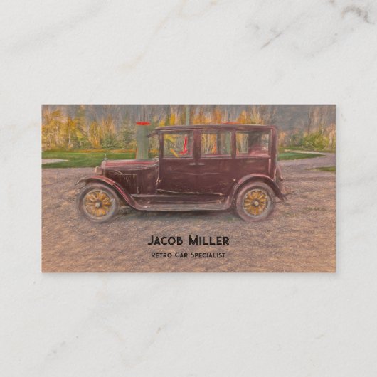  Antiek Retro Brown Classic Car Sketch Visitekaartje (Voorkant)
