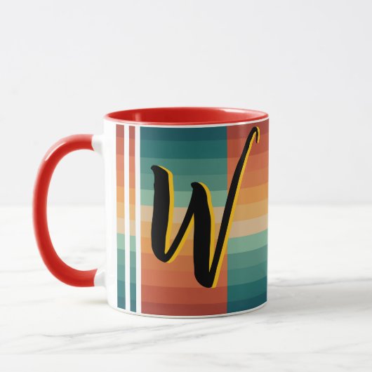 Antiek retro naam, monogram koffie mok (Links)