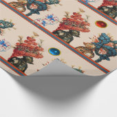 ANTIEK RIDDERHELMEN, ROODBLAUWE VEREN, DRAKEN CADEAUPAPIER (Hoek)